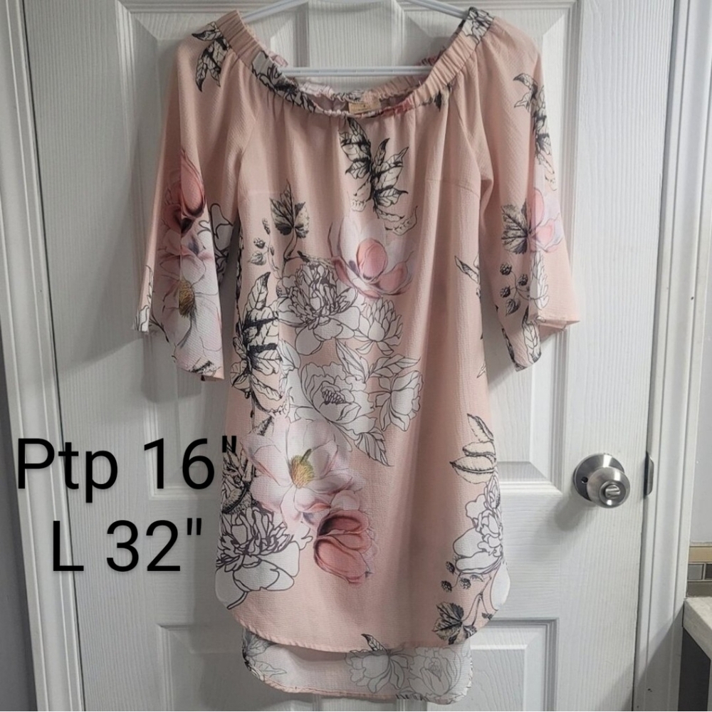 #168 Pink Debbie Dabble by Angel sz 8 Floral Shirt
